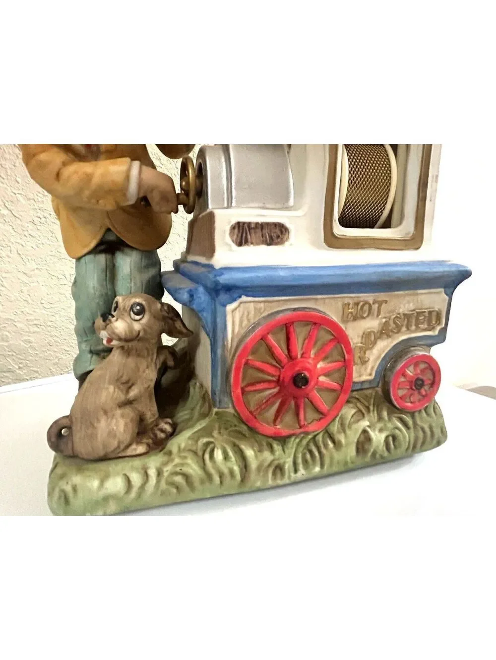 Vintage Peanut Vendor Figurine, Melody in Motion Musical Porcelain Non Working